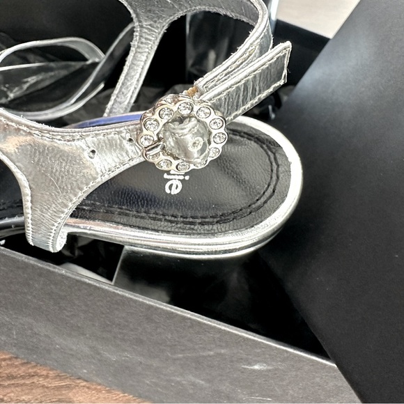 Maje Silver Platform Sandals with Bejewelled Clasps - 38 - Picture 8 of 13